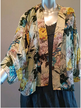 ONE HUNDRED STARS-Water Lilly Verdigris-Mini Kimono-Hand Crafted-1 Size